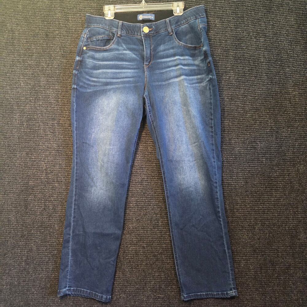 Democracy Stretchy Blue Dark Wash Straight Leg Jeans Women's 18W Mid Rise